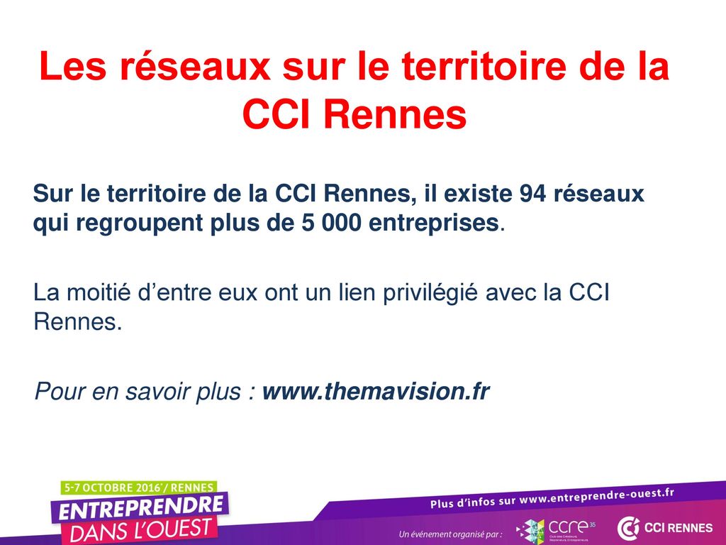Les réseaux sur le territoire de la CCI Rennes