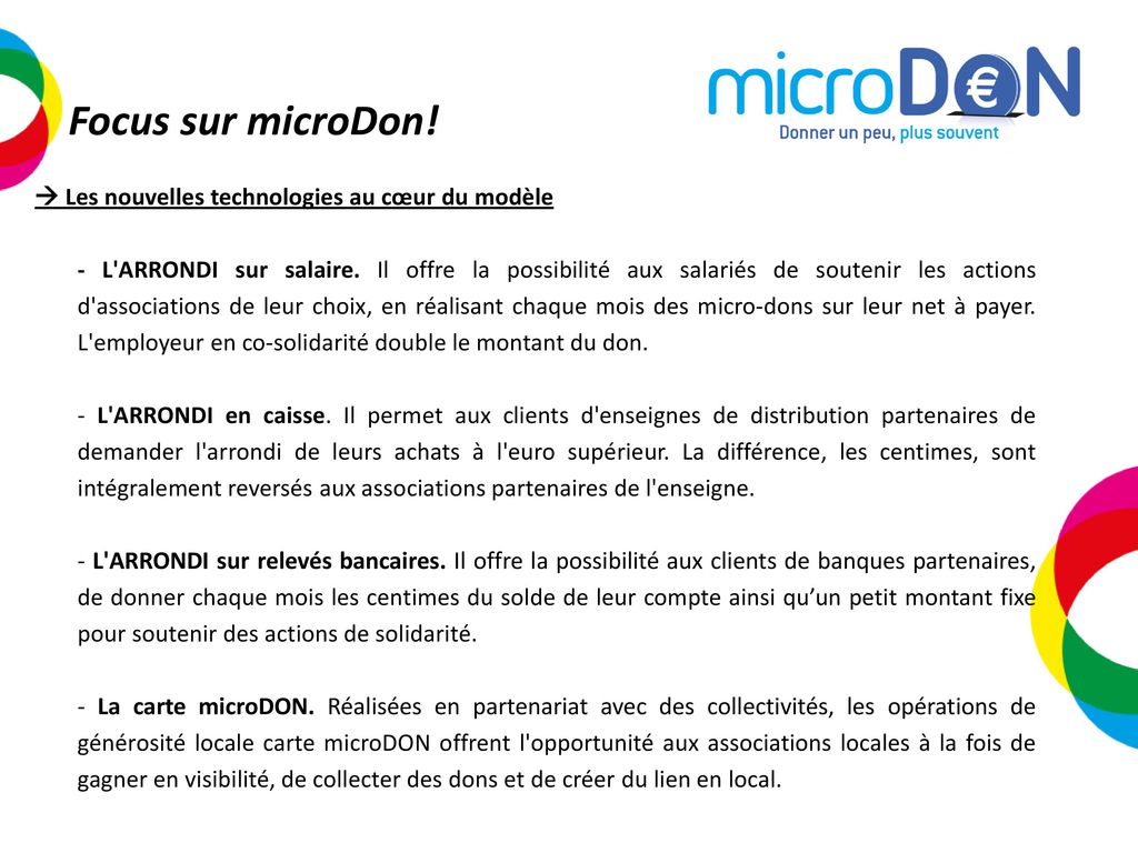 Focus sur microDon!  Les nouvelles technologies au cœur du modèle