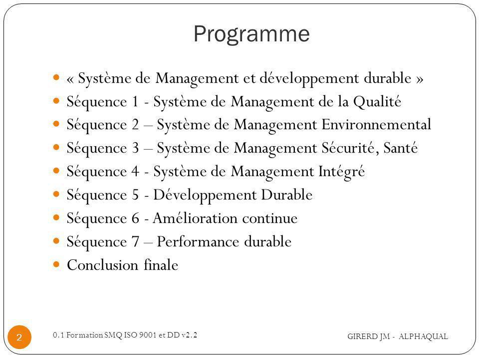 Programme « Système de Management et développement durable »