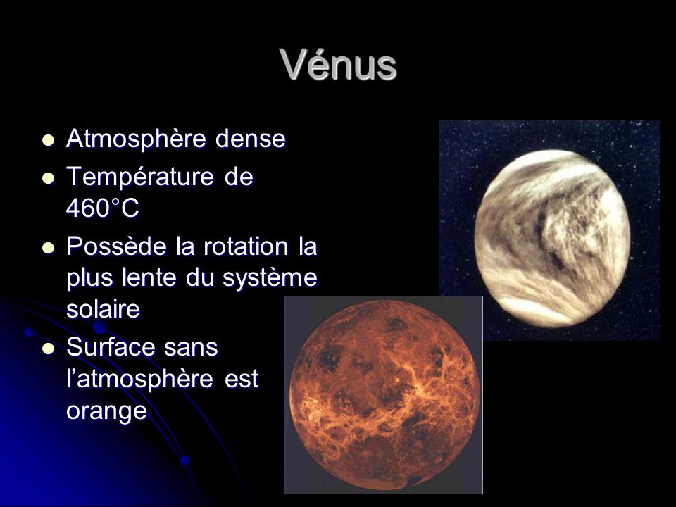 Vénus Atmosphère dense Température de 460°C