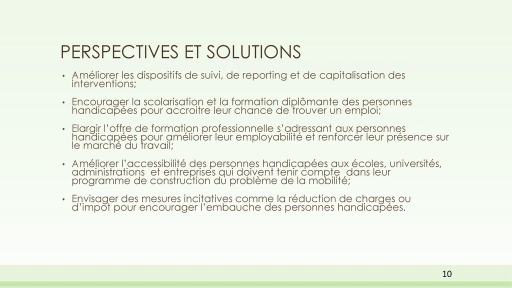 PERSPECTIVES ET SOLUTIONS