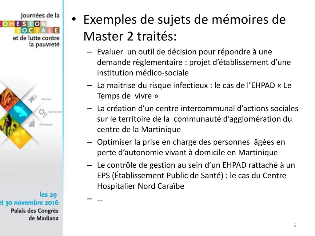 Exemples de sujets de mémoires de Master 2 traités: