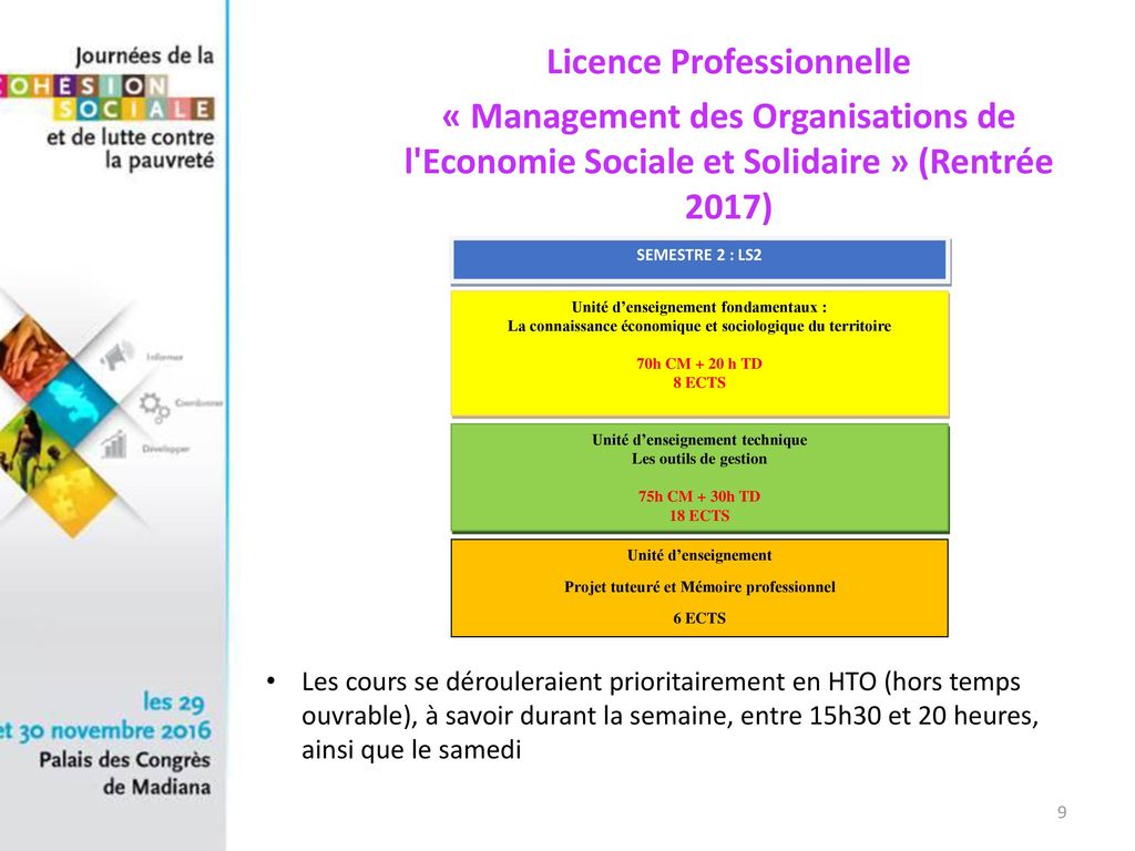 Licence Professionnelle « Management des Organisations de l Economie Sociale et Solidaire » (Rentrée 2017)