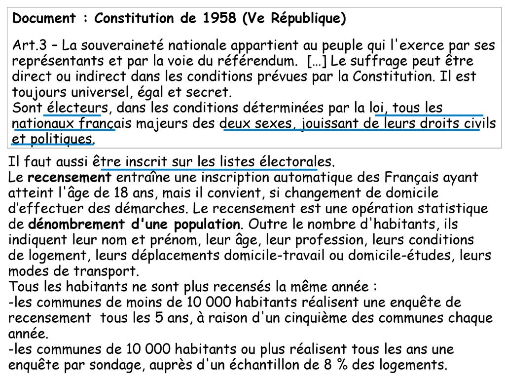 Document : Constitution de 1958 (Ve République)