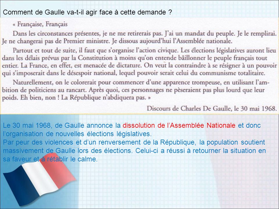 Comment de Gaulle va-t-il agir face à cette demande
