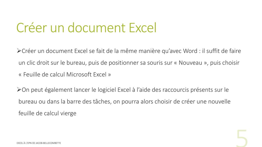 Créer un document Excel