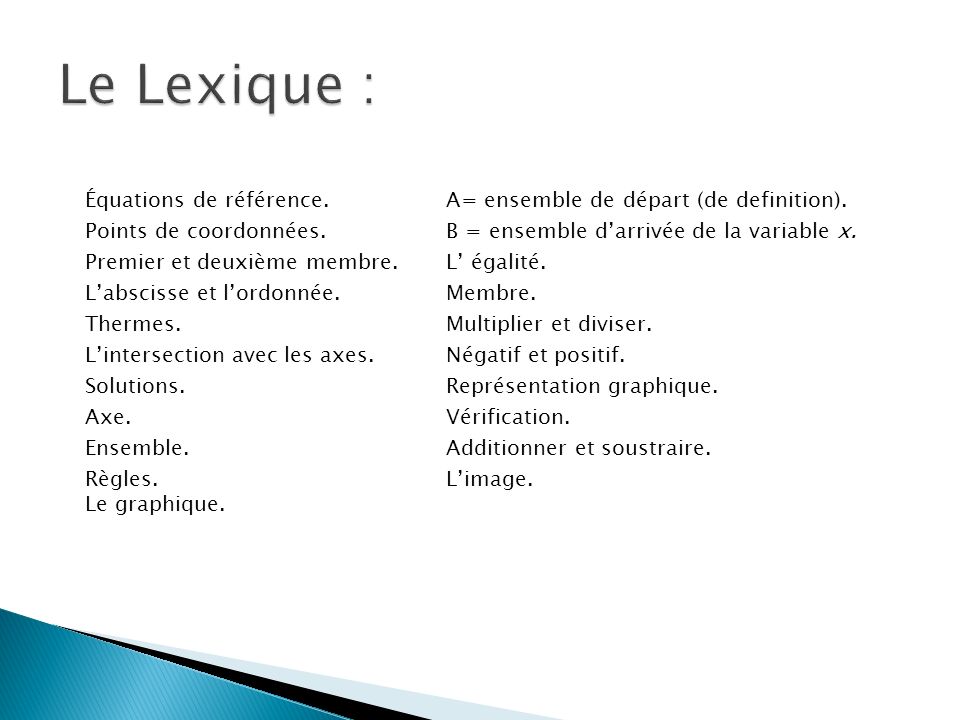 Le Lexique :
