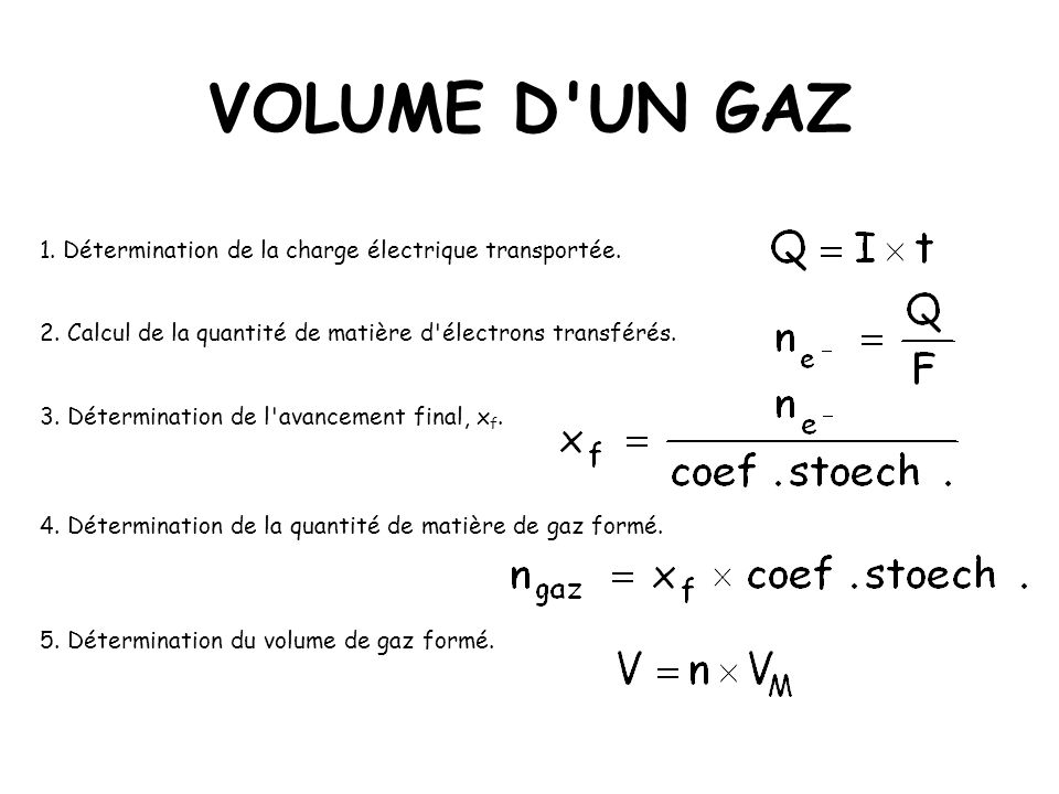 VOLUME D UN GAZ 1. Détermination de la charge électrique transportée.