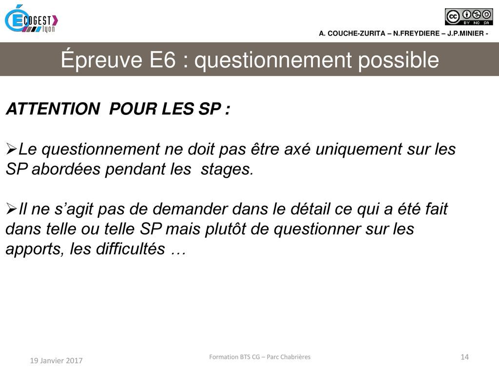épreuve E6 : questionnement possible