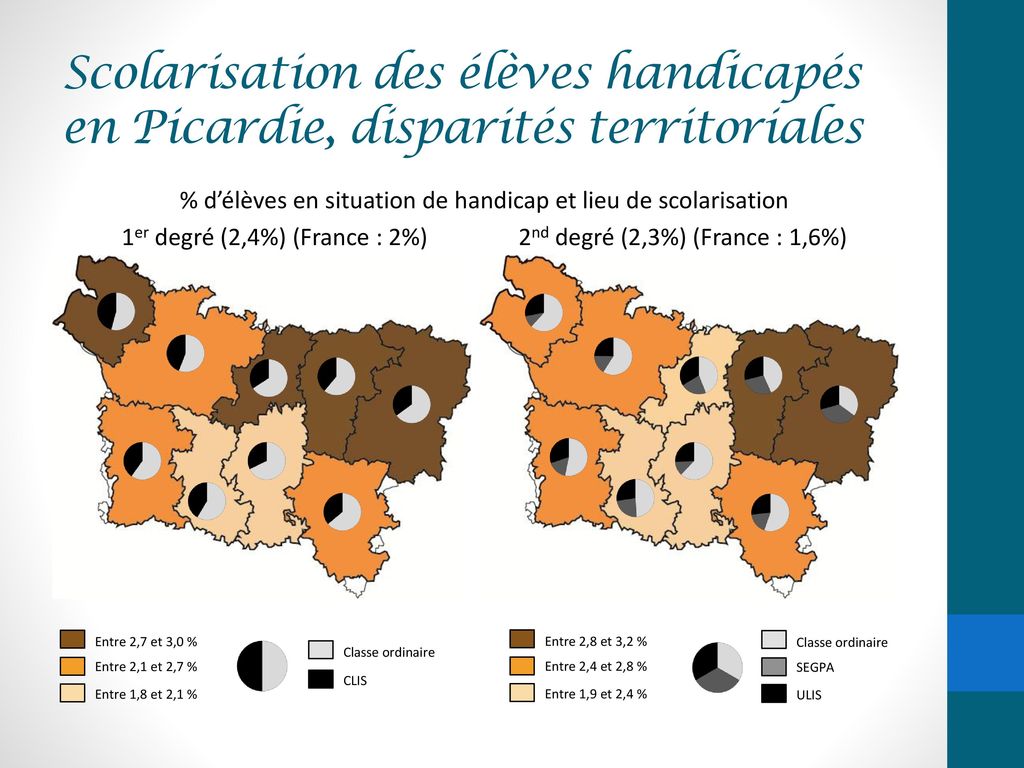 Scolarisation des élèves handicapés en Picardie, disparités territoriales