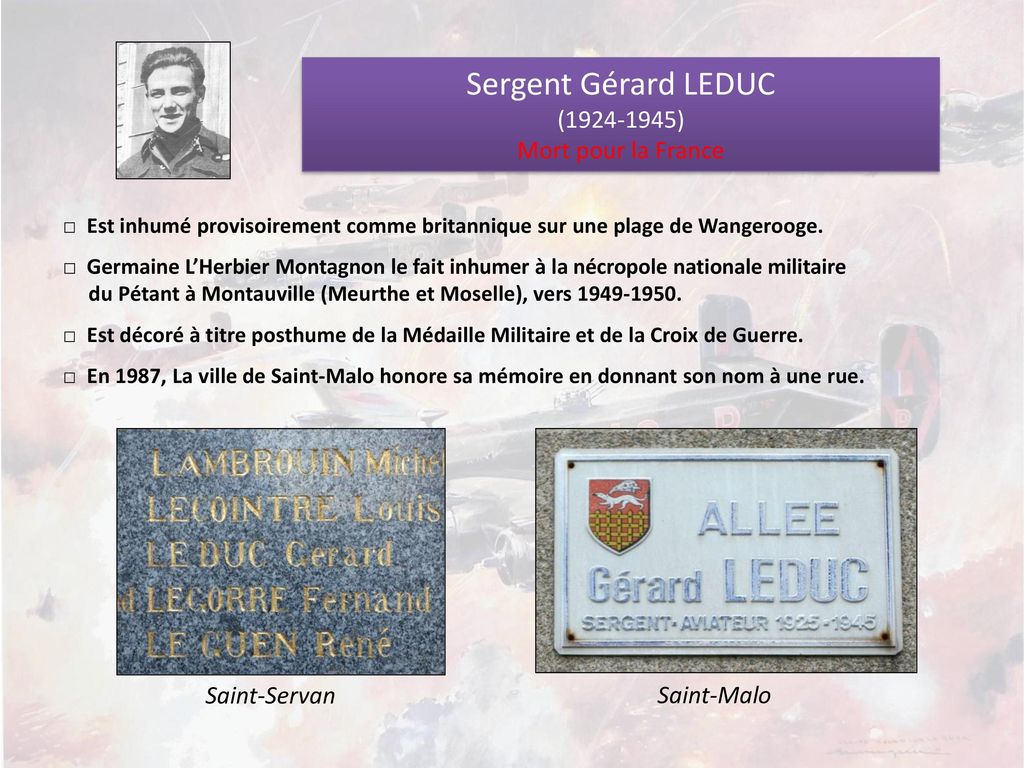 Sergent Gérard LEDUC ( ) Mort pour la France Saint-Servan