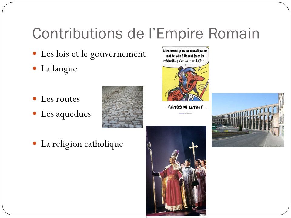 Contributions de l’Empire Romain