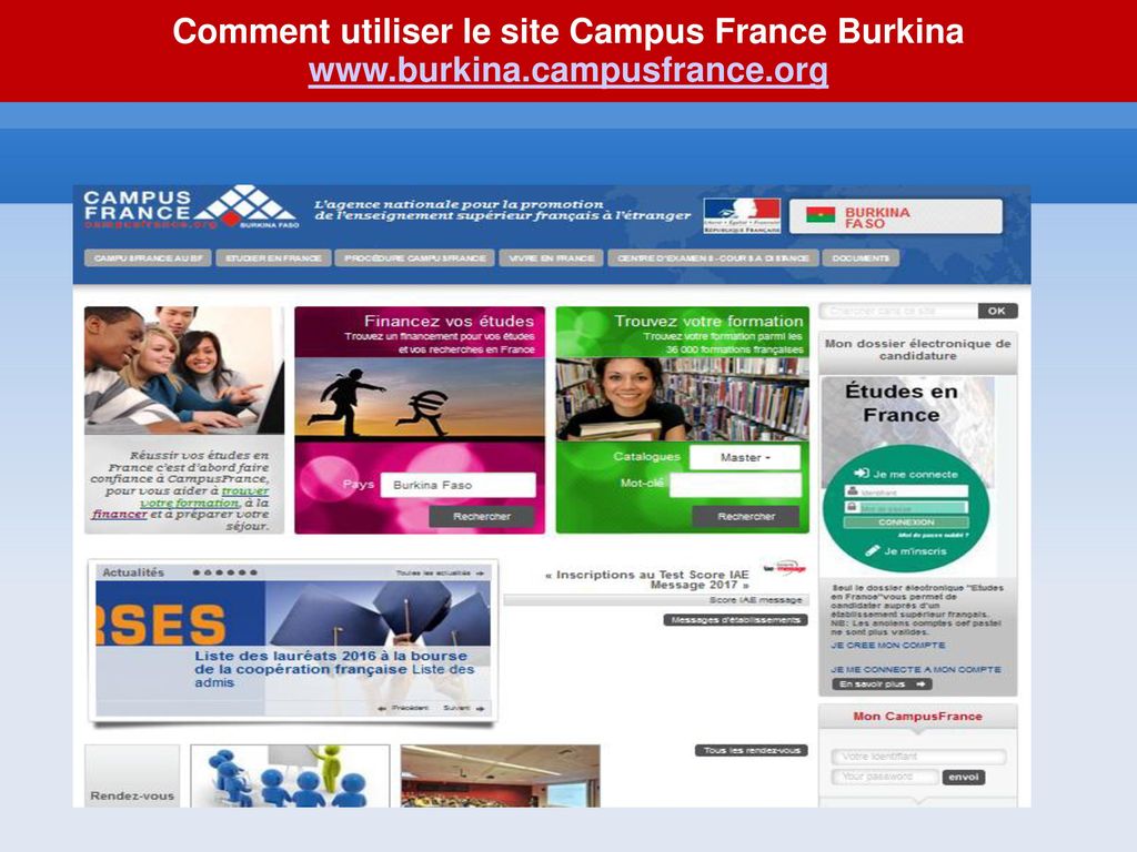 Comment utiliser le site Campus France Burkina