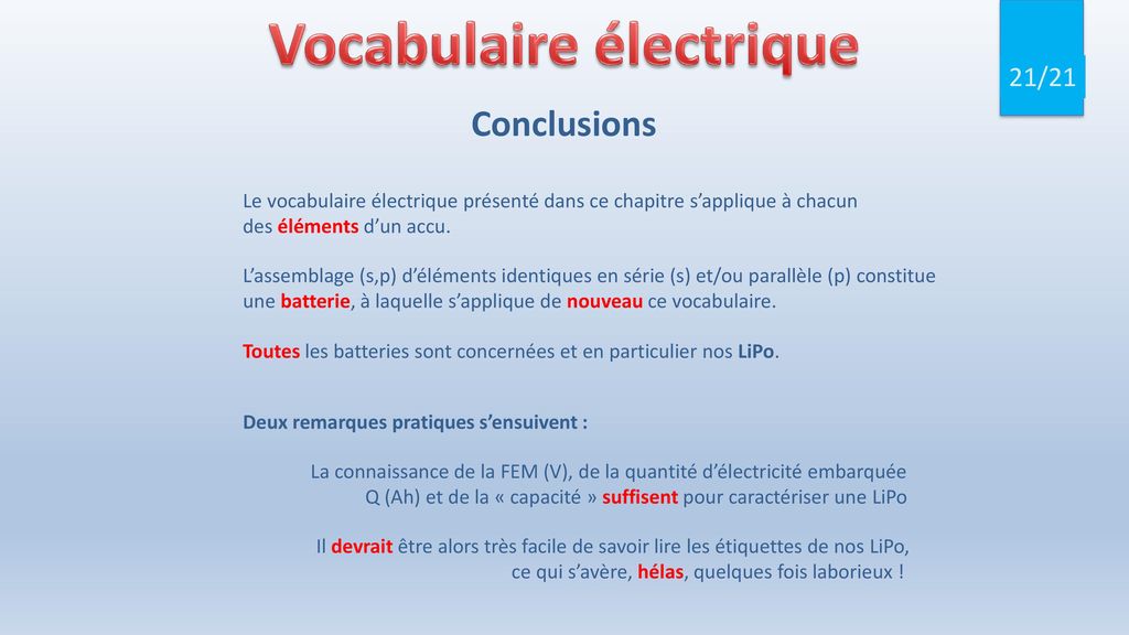 Vocabulaire électrique