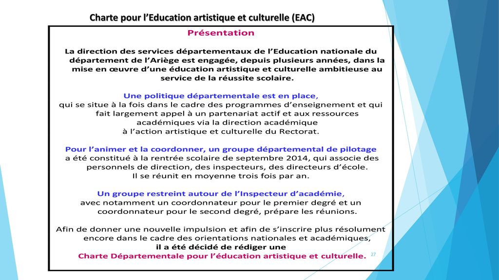 La Charte pour l Éducation Artistique et Culturelle