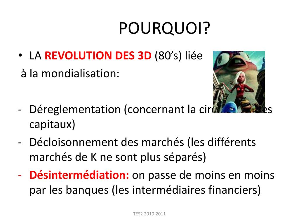 POURQUOI LA REVOLUTION DES 3D (80’s) liée à la mondialisation: