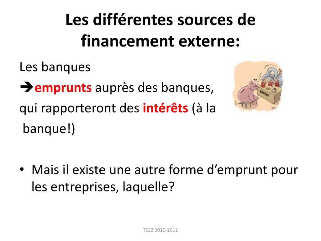 Les différentes sources de financement externe: