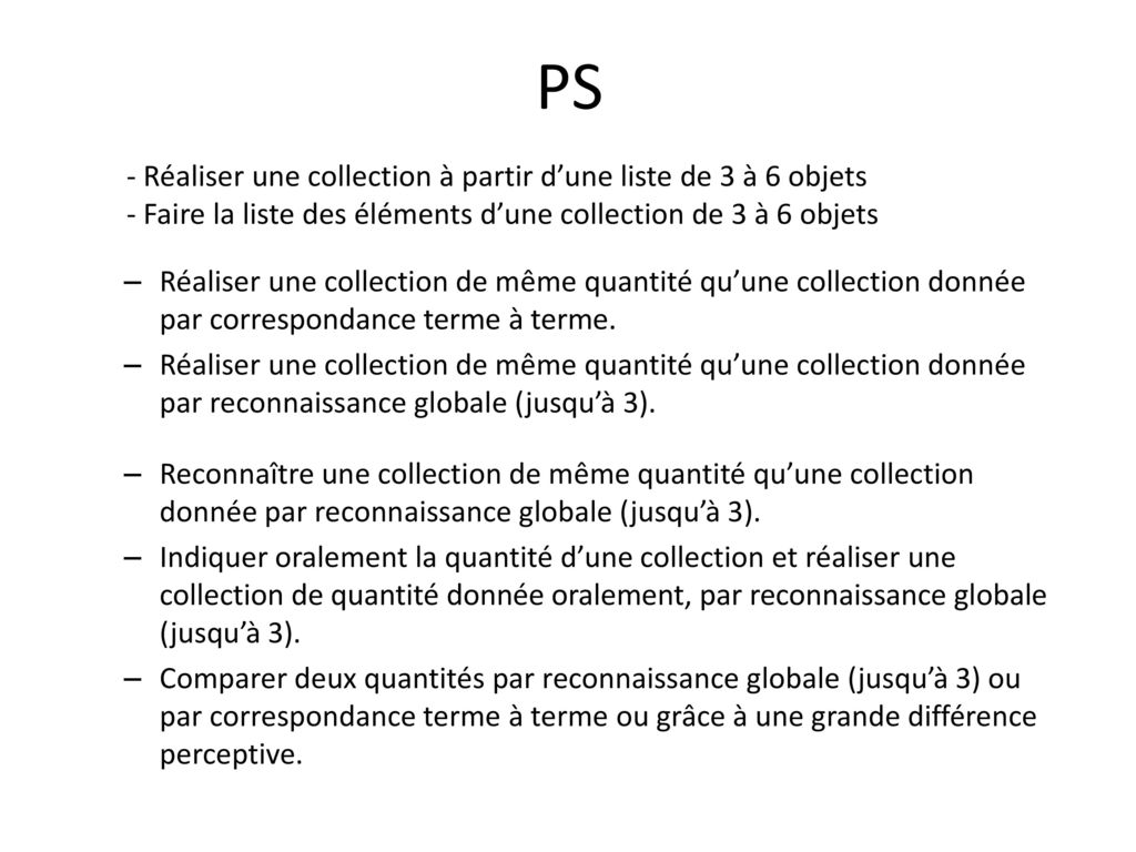 PS - Réaliser une collection à partir d’une liste de 3 à 6 objets