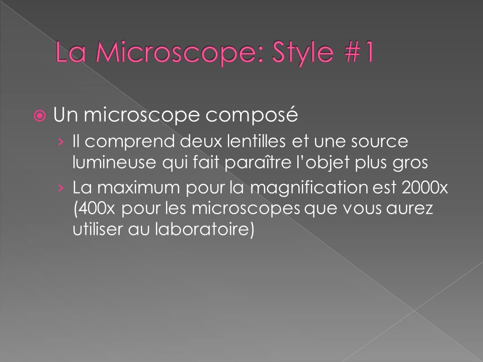 La Microscope: Style #1 Un microscope composé
