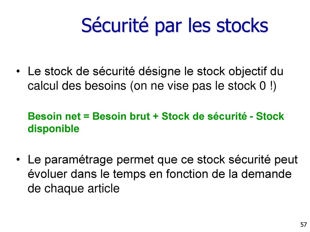 Sécurité par les stocks