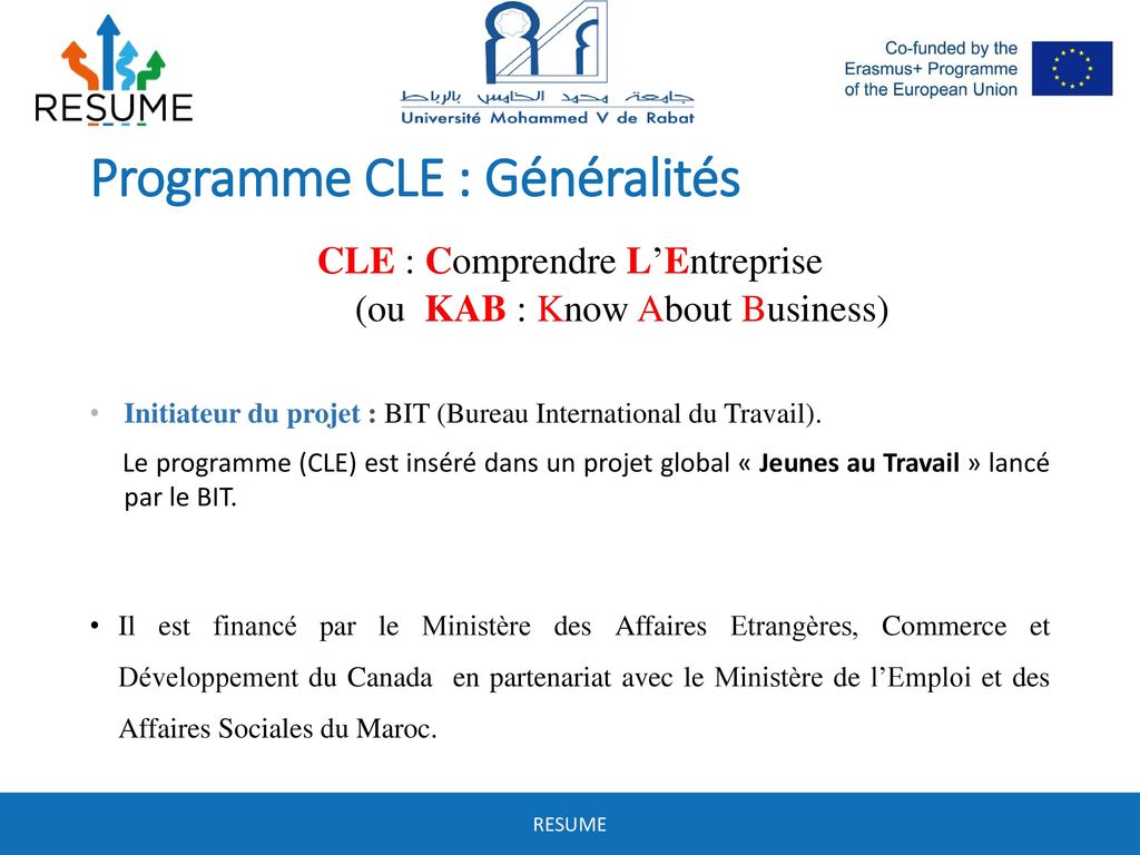 Programme CLE : Généralités