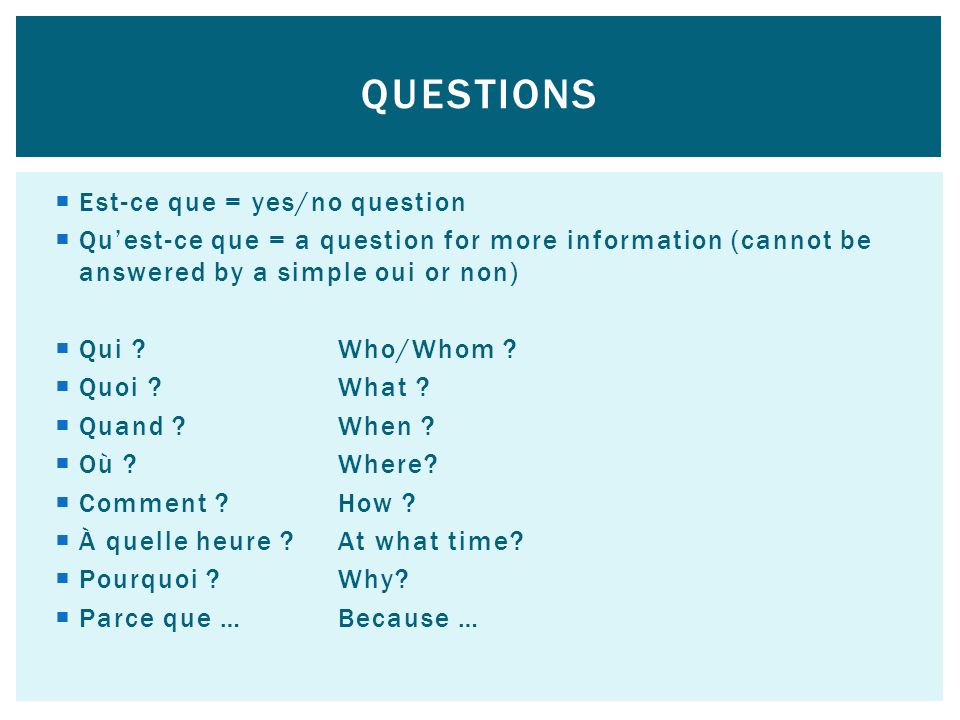 Questions Est-ce que = yes/no question