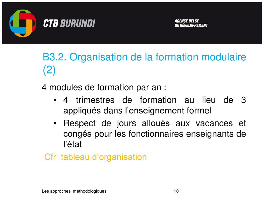 B3.2. Organisation de la formation modulaire (2)