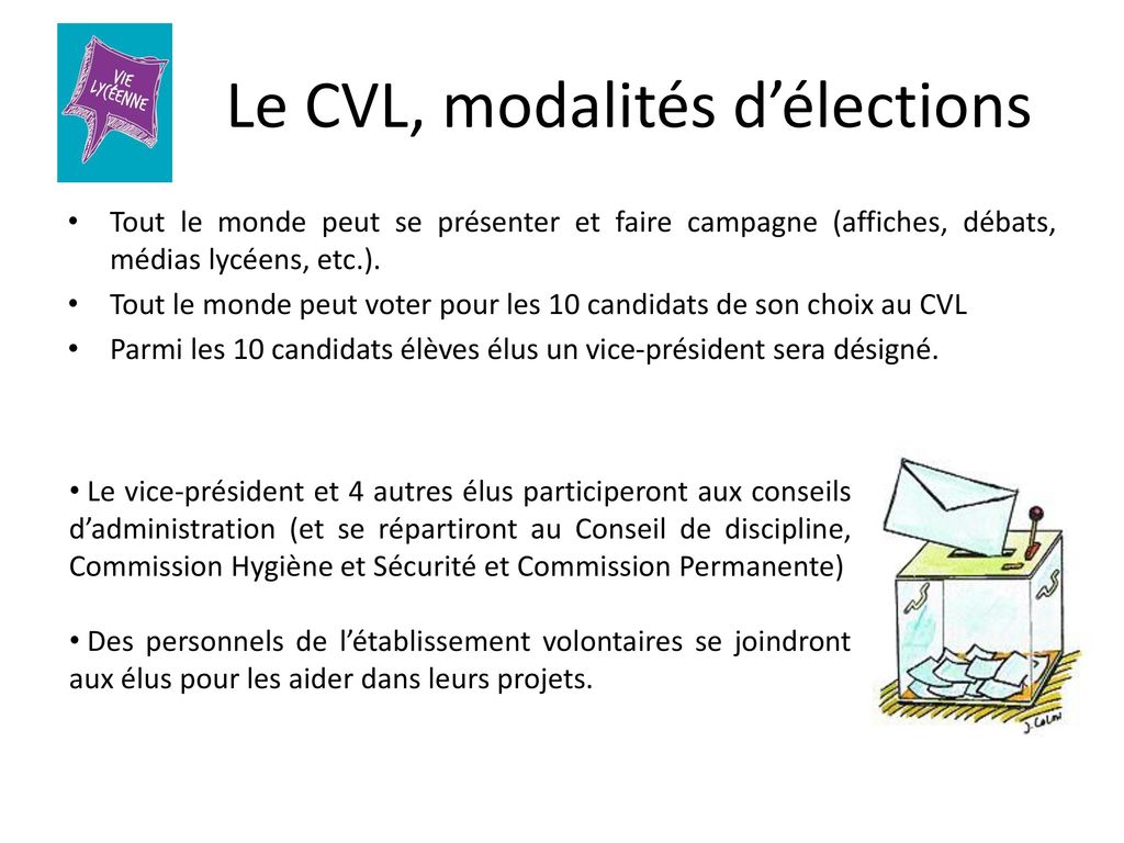 Le CVL, modalités d’élections