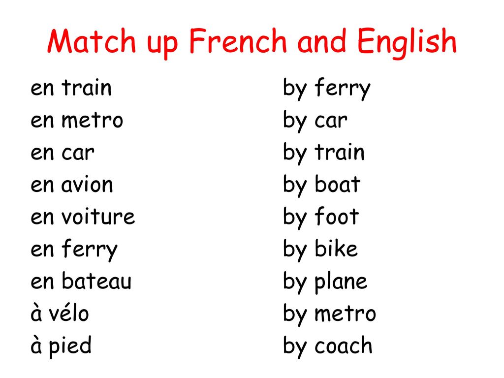 Match up French and English