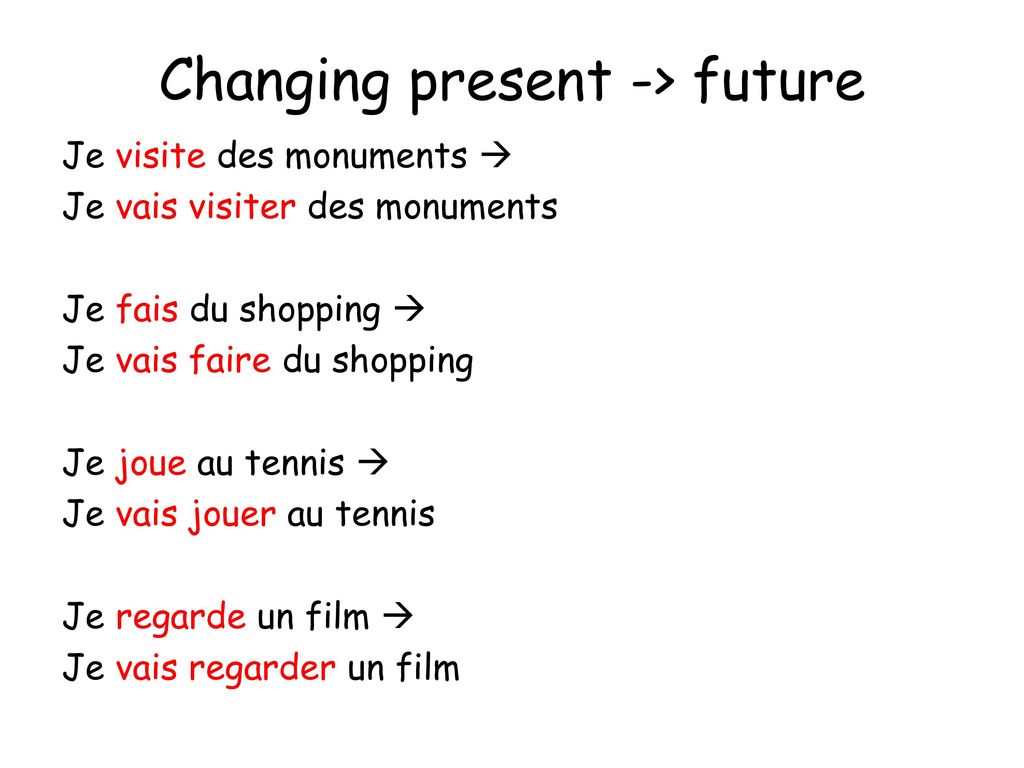 Changing present -> future