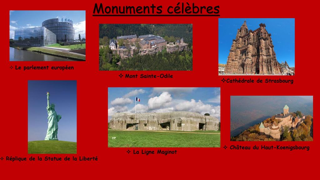Monuments célèbres  Mont Sainte-Odile Cathédrale de Strasbourg