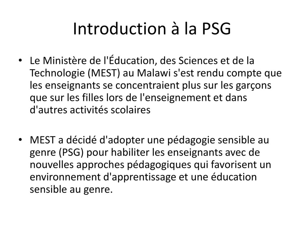 Introduction à la PSG