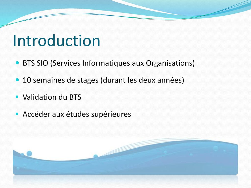 Introduction BTS SIO (Services Informatiques aux Organisations)