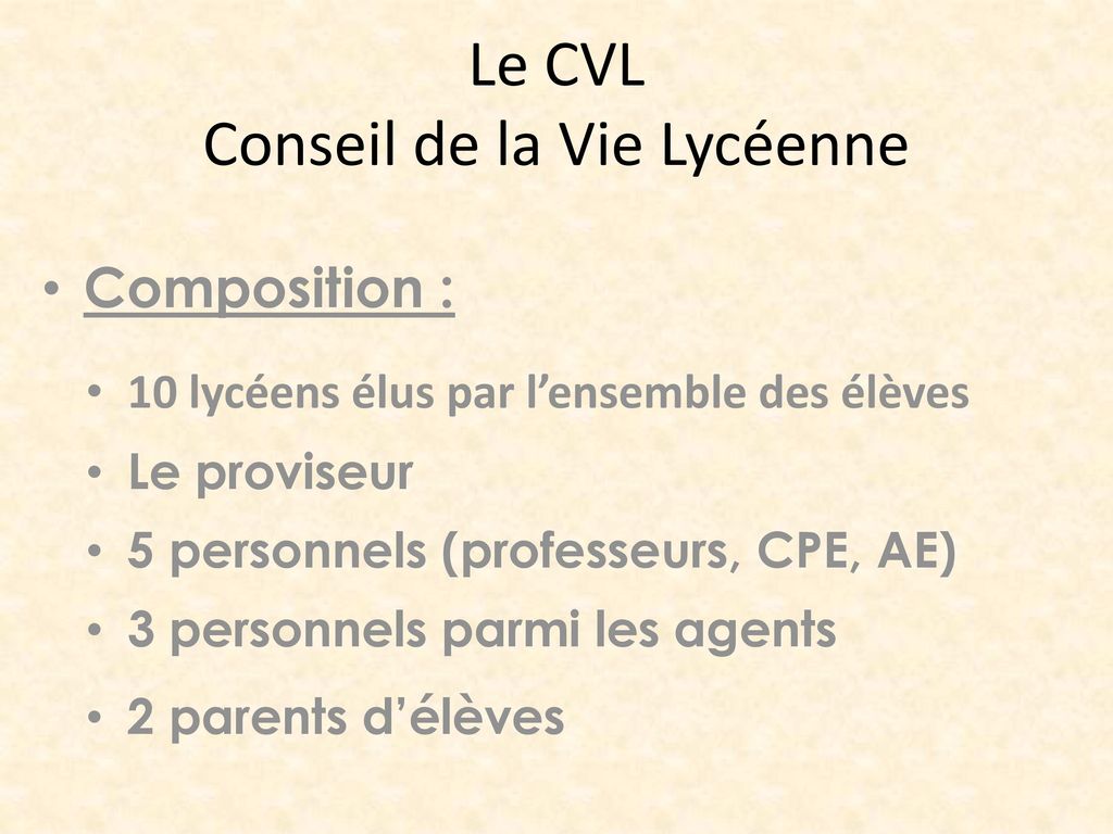 Le CVL Conseil de la Vie Lycéenne