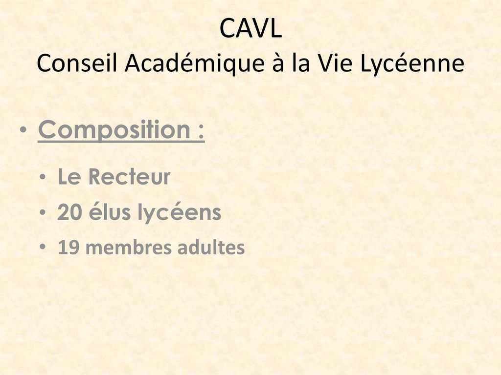 CAVL Conseil Académique à la Vie Lycéenne