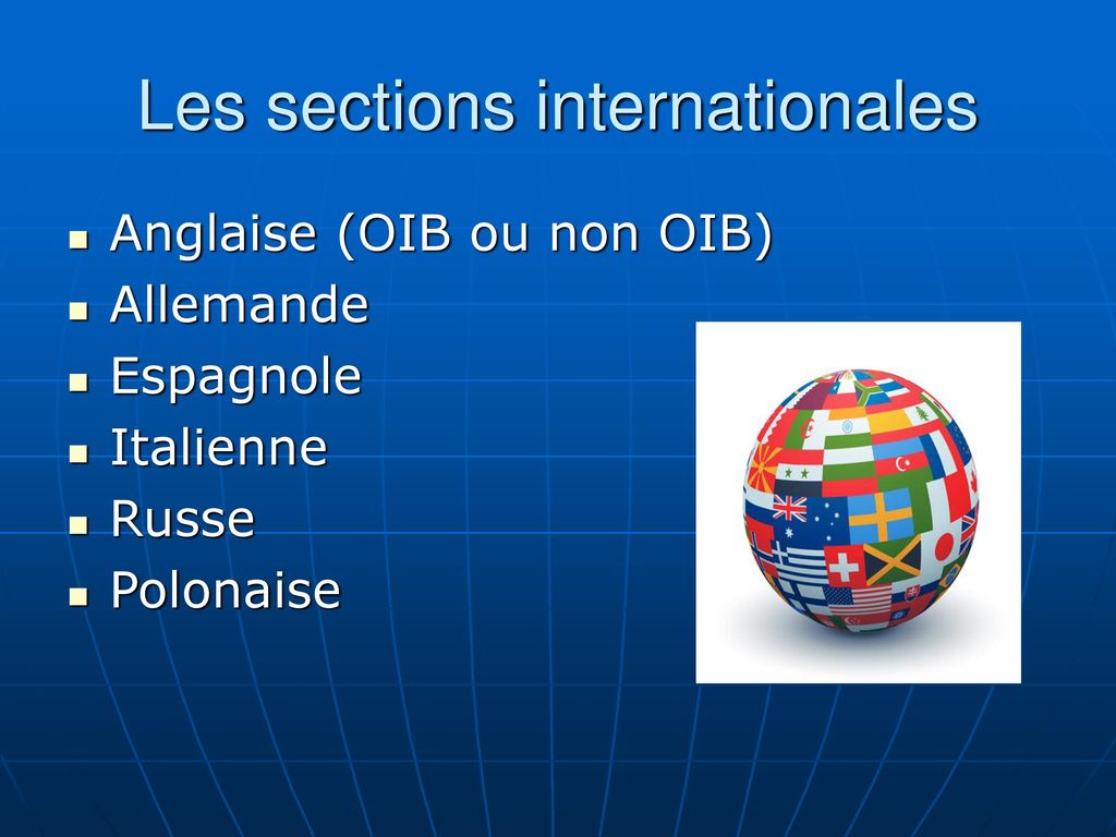 Les sections internationales
