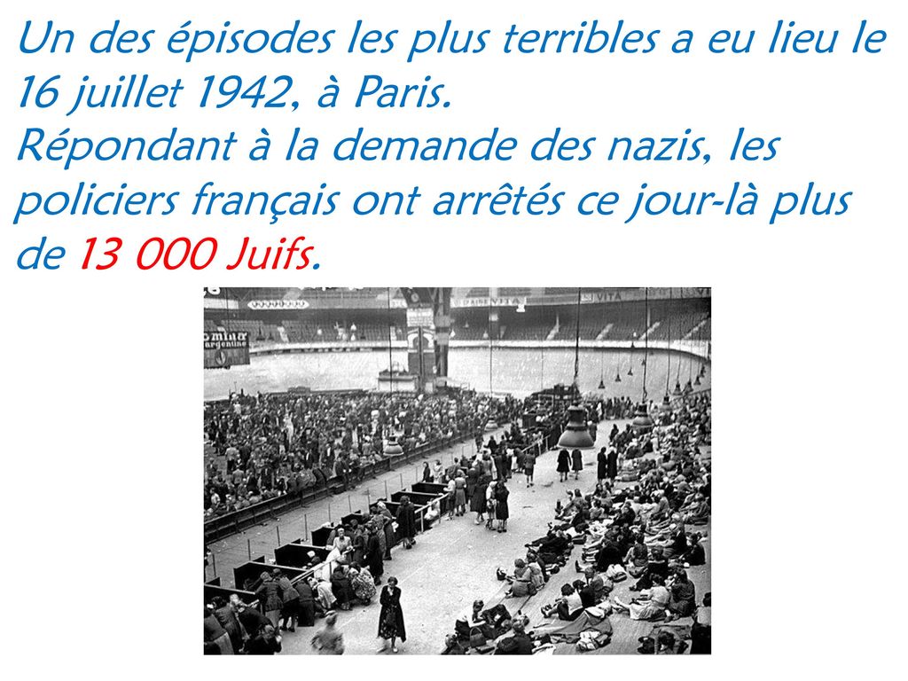 Un des épisodes les plus terribles a eu lieu le 16 juillet 1942, à Paris.