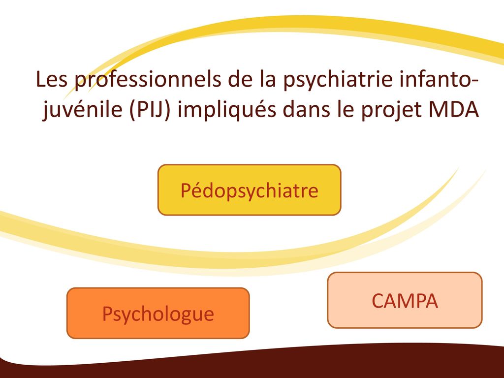Les professionnels de la psychiatrie infanto-juvénile (PIJ) impliqués dans le projet MDA