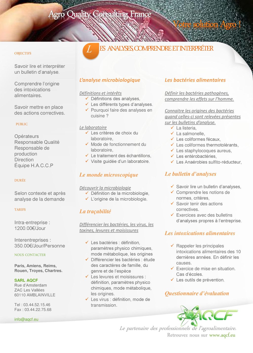 L Agro Quality Consulting France Votre solution Agro !