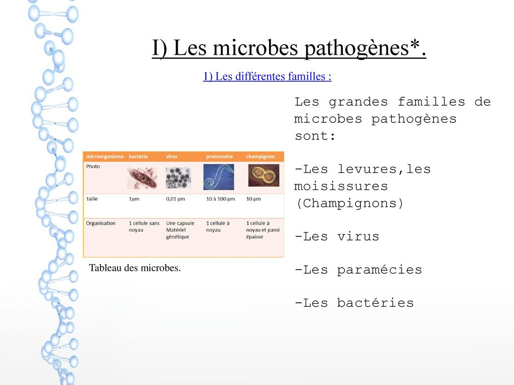 I) Les microbes pathogènes*.