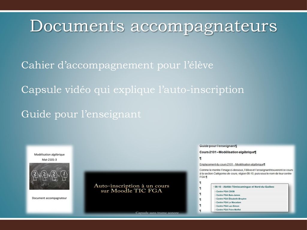 Documents accompagnateurs