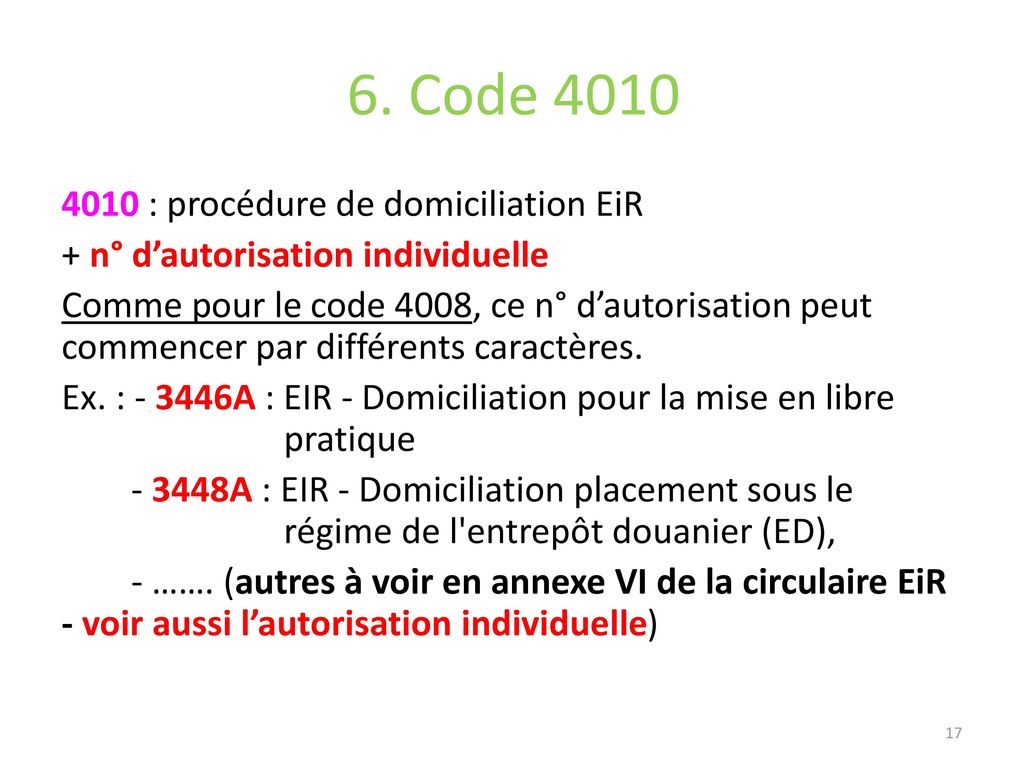 6. Code 4010