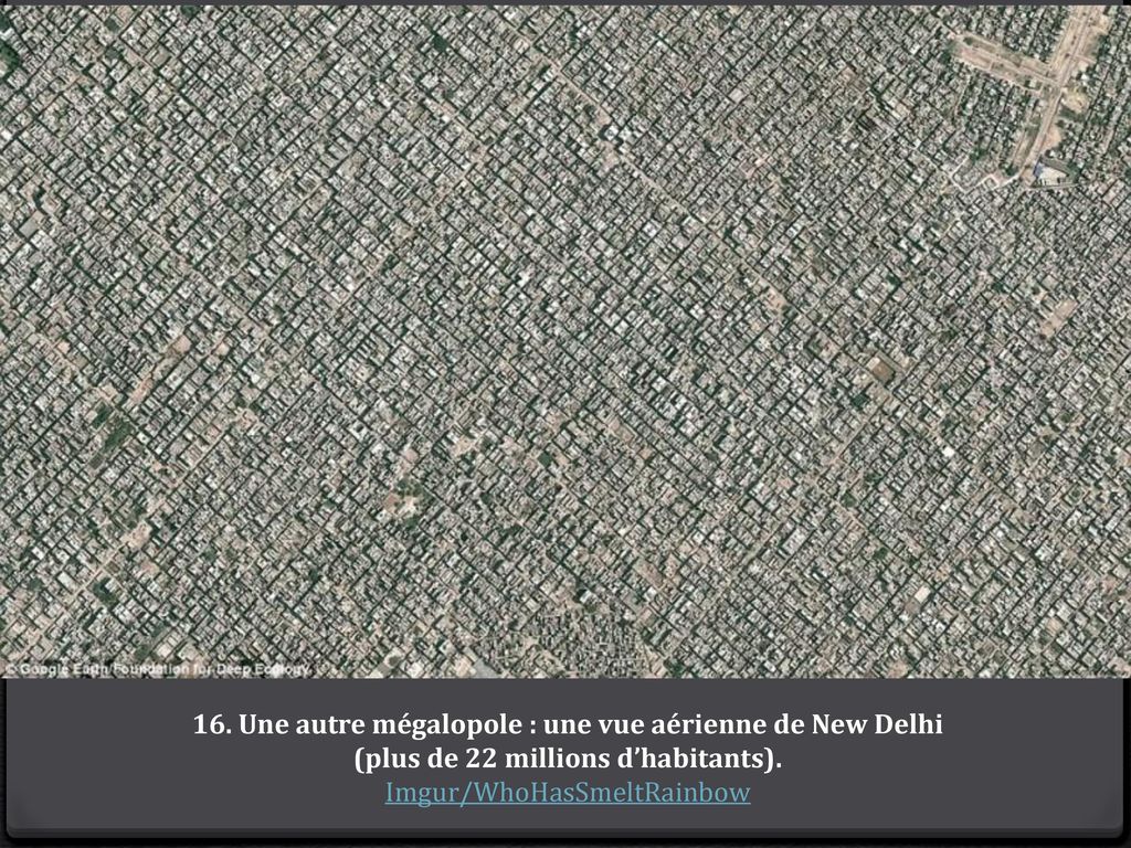 16. Une autre mégalopole : une vue aérienne de New Delhi