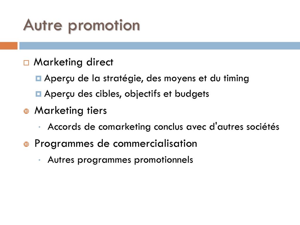 Autre promotion Marketing direct Marketing tiers
