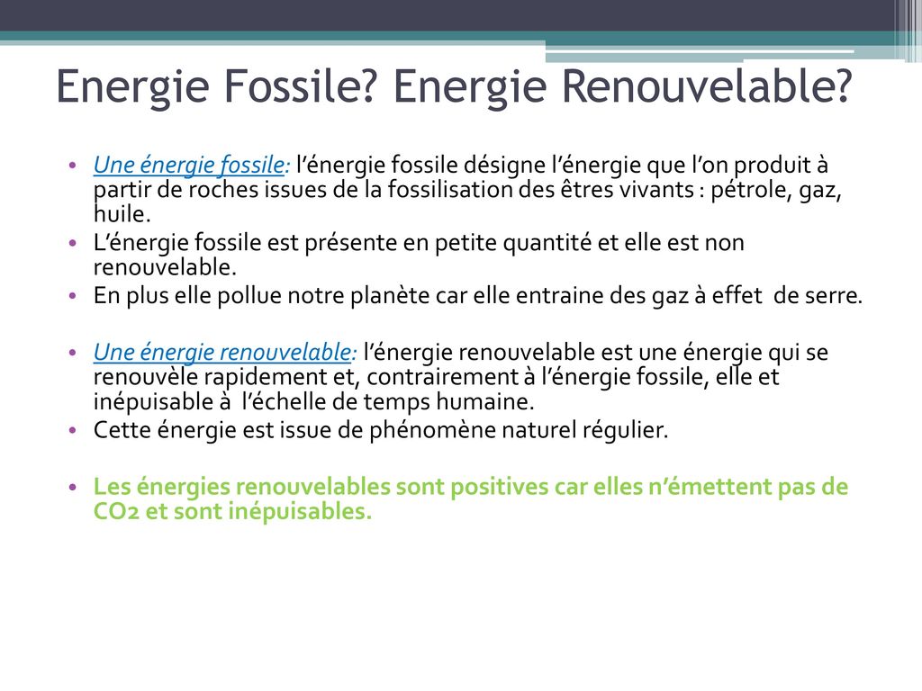 Energie Fossile Energie Renouvelable