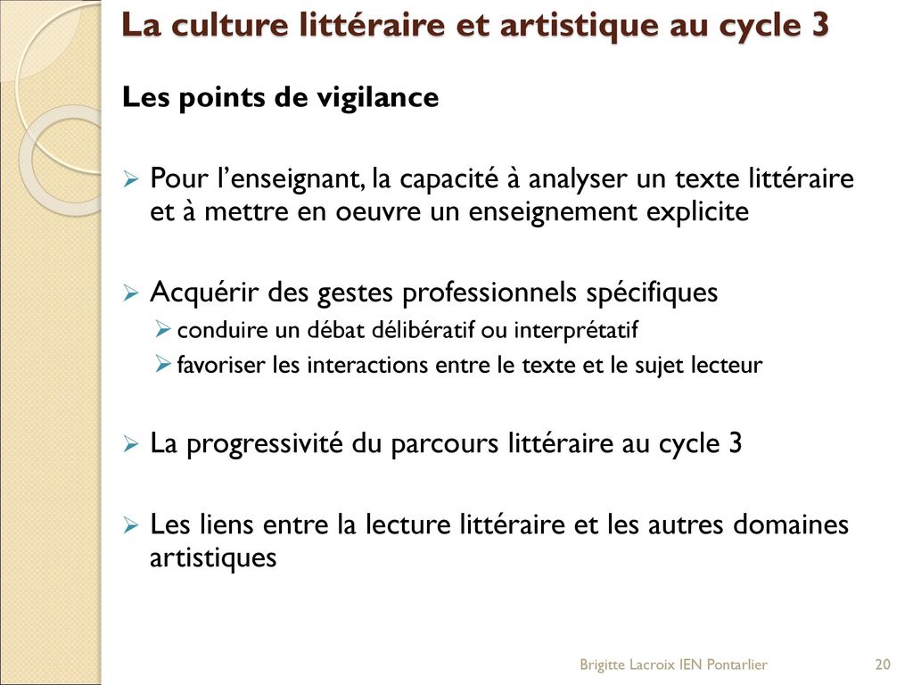 La culture littéraire et artistique au cycle 3