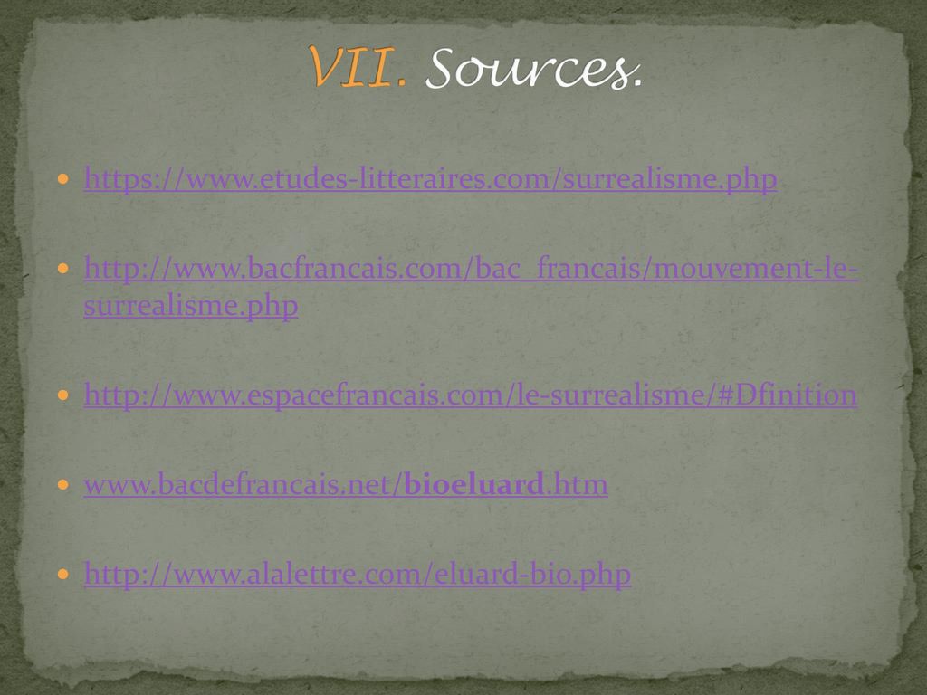 VII. Sources.