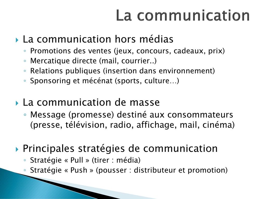La communication La communication hors médias