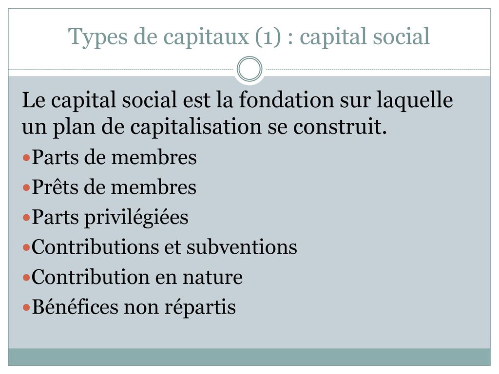 Types de capitaux (1) : capital social