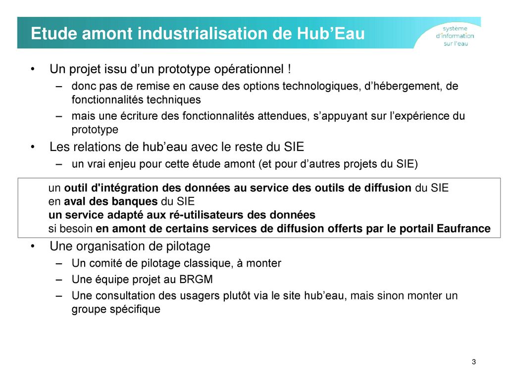 Etude amont industrialisation de Hub’Eau